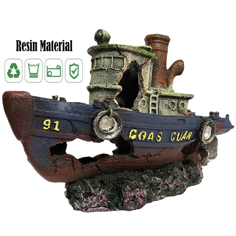 SLOCME Aquarium Large Shipwreck Decorations - Fish Tank Lifelike Ship Decorï¼ŒResin Material Large Pirate Ship Decor - Image 5